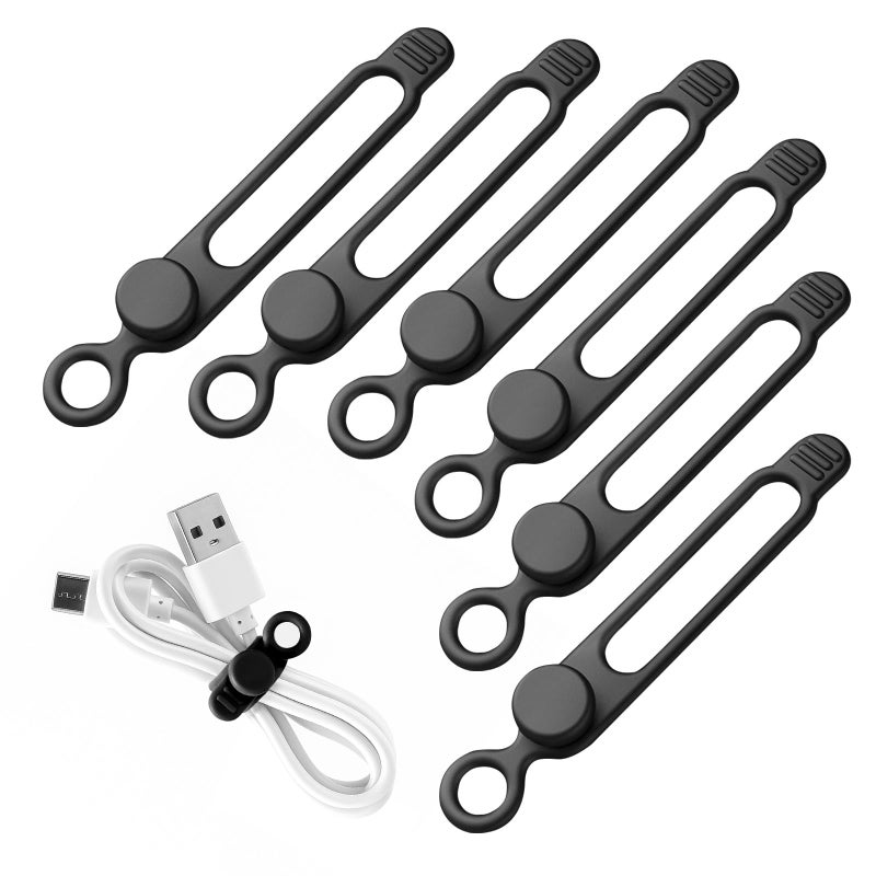 awrose 30 Pcs Silicone Cable Ties, Reusable Data Cable Organizer Wire Organizers For Office, Multipurpose Elastic Cord Wraps Cable Management For Charging Cord,Appliances,Home,Office,Kitchen,School,Travel - Image 1
